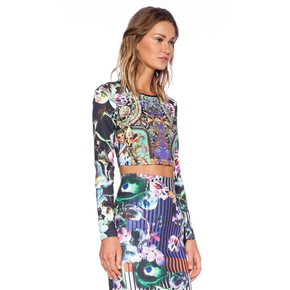 REVOLVE Clover Canyon Night Matador Crop Top Neoprene Floral & Baroque Pattern S - Picture 12 of 13